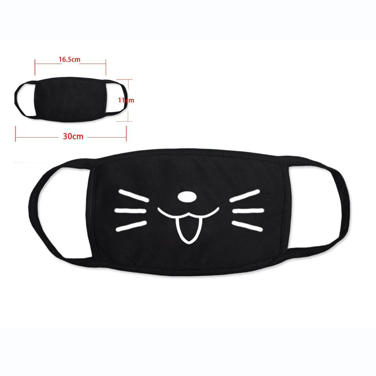 CLEARANCE Anime Expression Facemask (Black - Cat Happy)